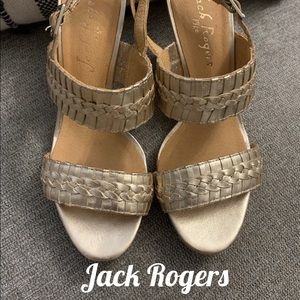 JACK ROGERS GOLD WEDGES  - SIZE 7